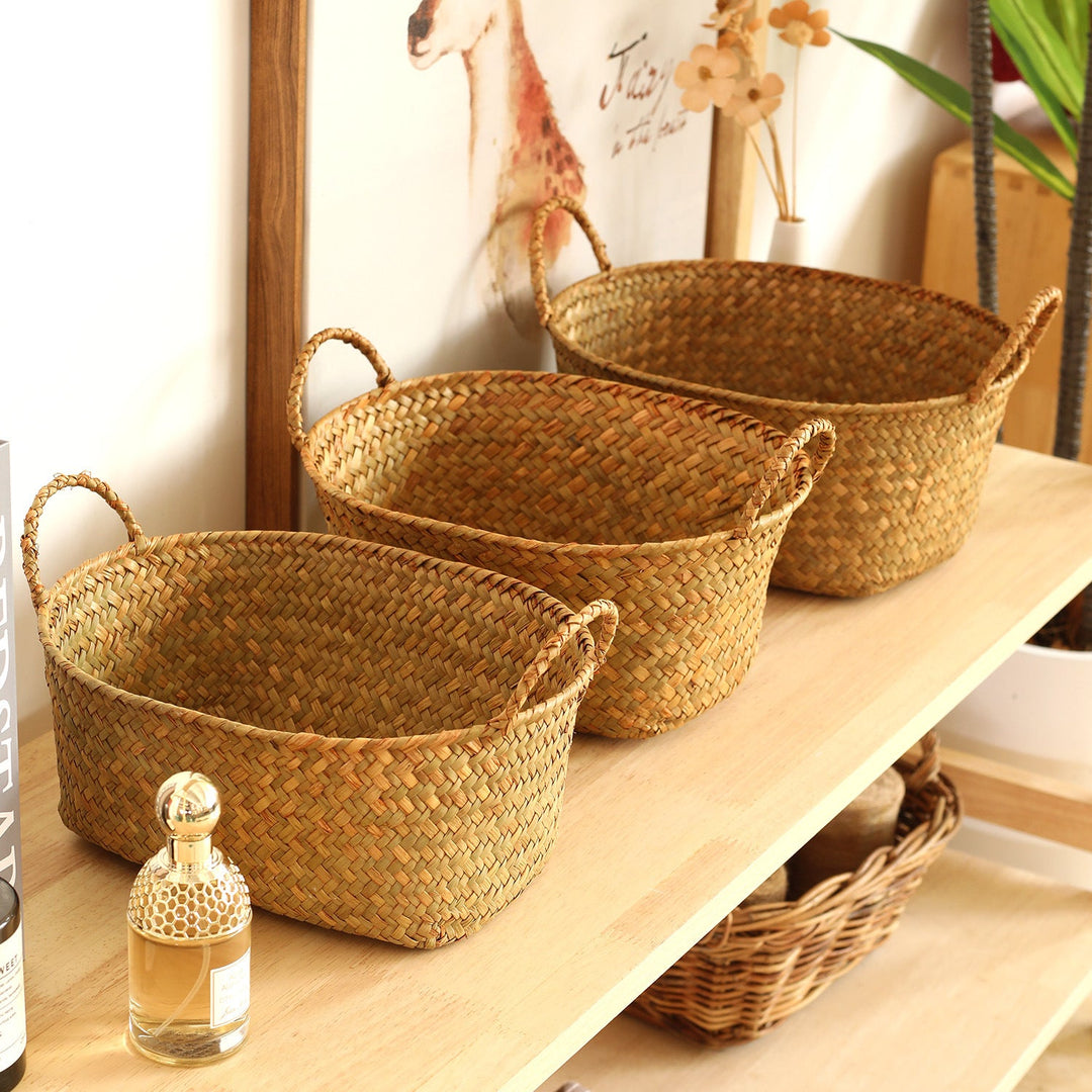 Artisan Woven Storage Basket with Handles Kalsten