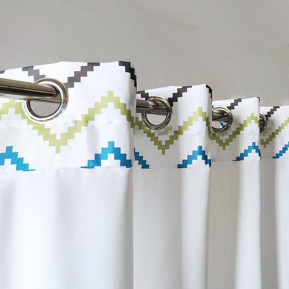 Geometric Zigzag Print Shower Curtain Kalsten