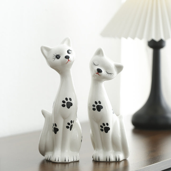Playful Ceramic Cat Figurine Set Kalsten