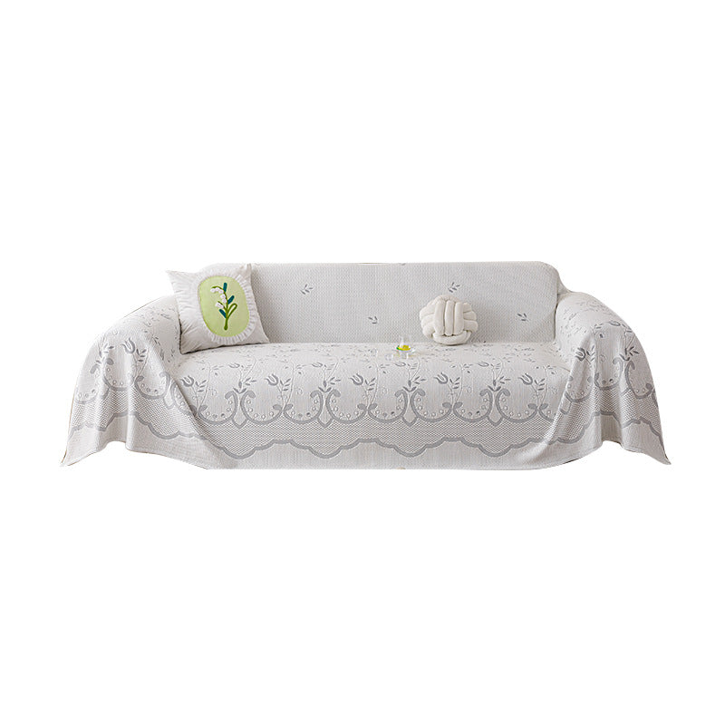 Elegant Floral Embroidered Sofa Throw
