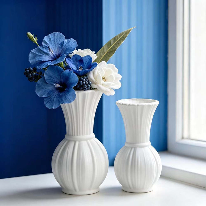 Elegant Ribbed Decorative Flower Vase Kalsten