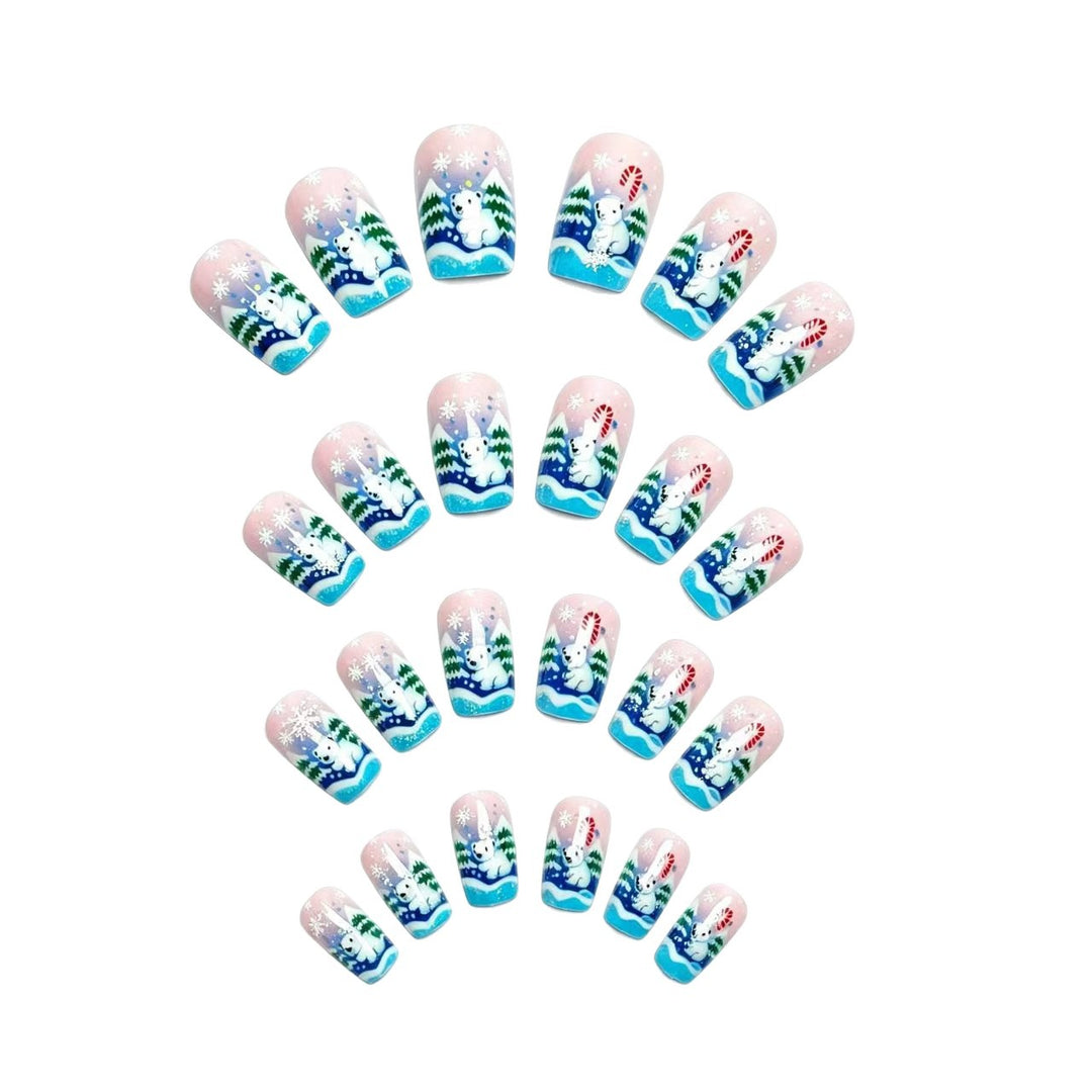 Artificial nails with cute winter landscape design Kalsten