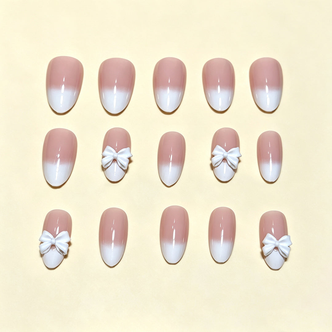 Elegant Bow-Adorned Press-On Nail Tips Kalsten