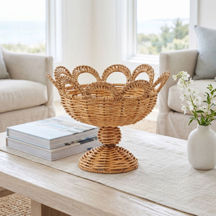 Elegant round decorative basket in floral design Kalsten