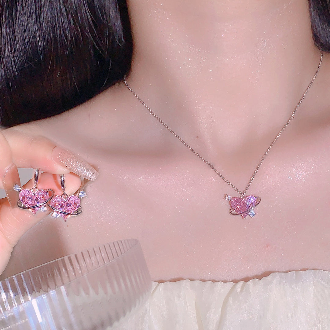 Sparkling heart earrings with zirconia stones Kalsten