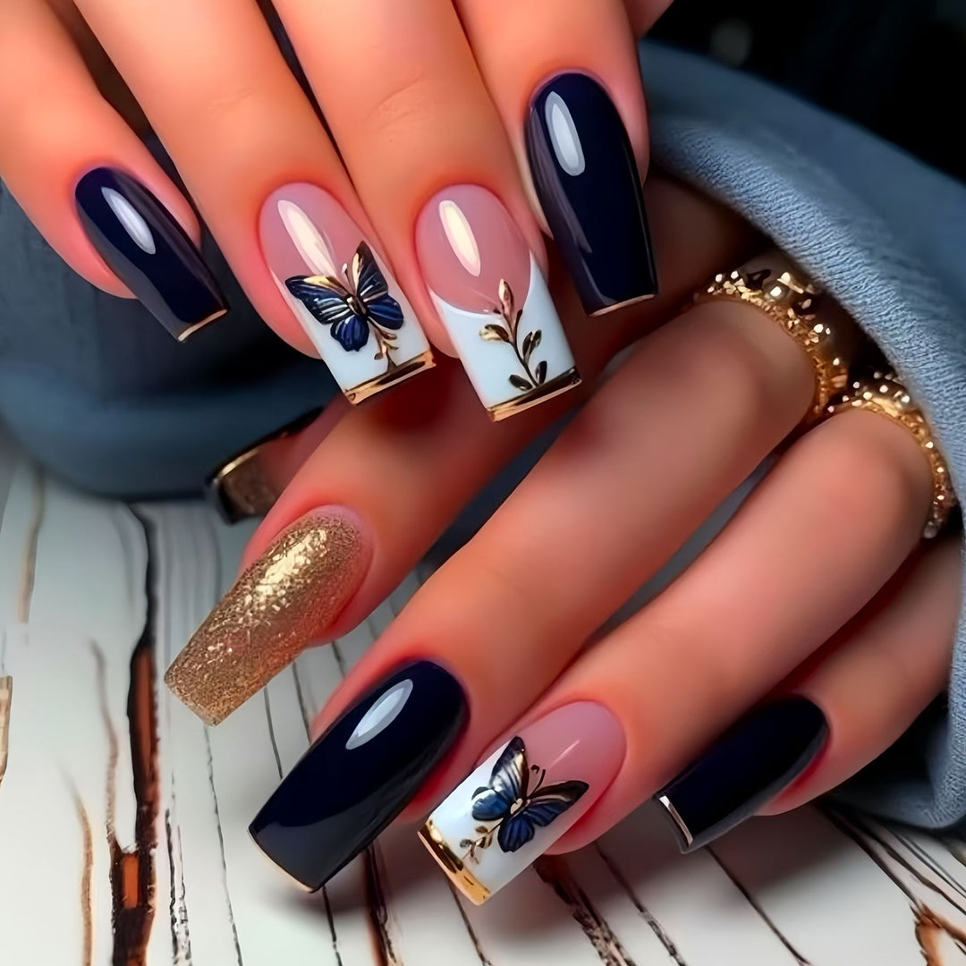 Butterfly-Inspired Elegant Acrylic Press-On Nails Kalsten