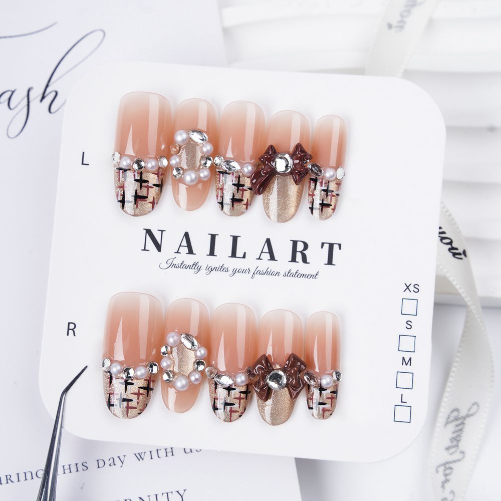 Artistic Press-On Nail Set with Cute Character Designs Kalsten