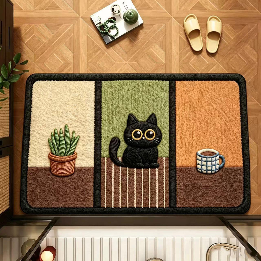 Cute Cat-Themed Half-Moon Area Rug Kalsten
