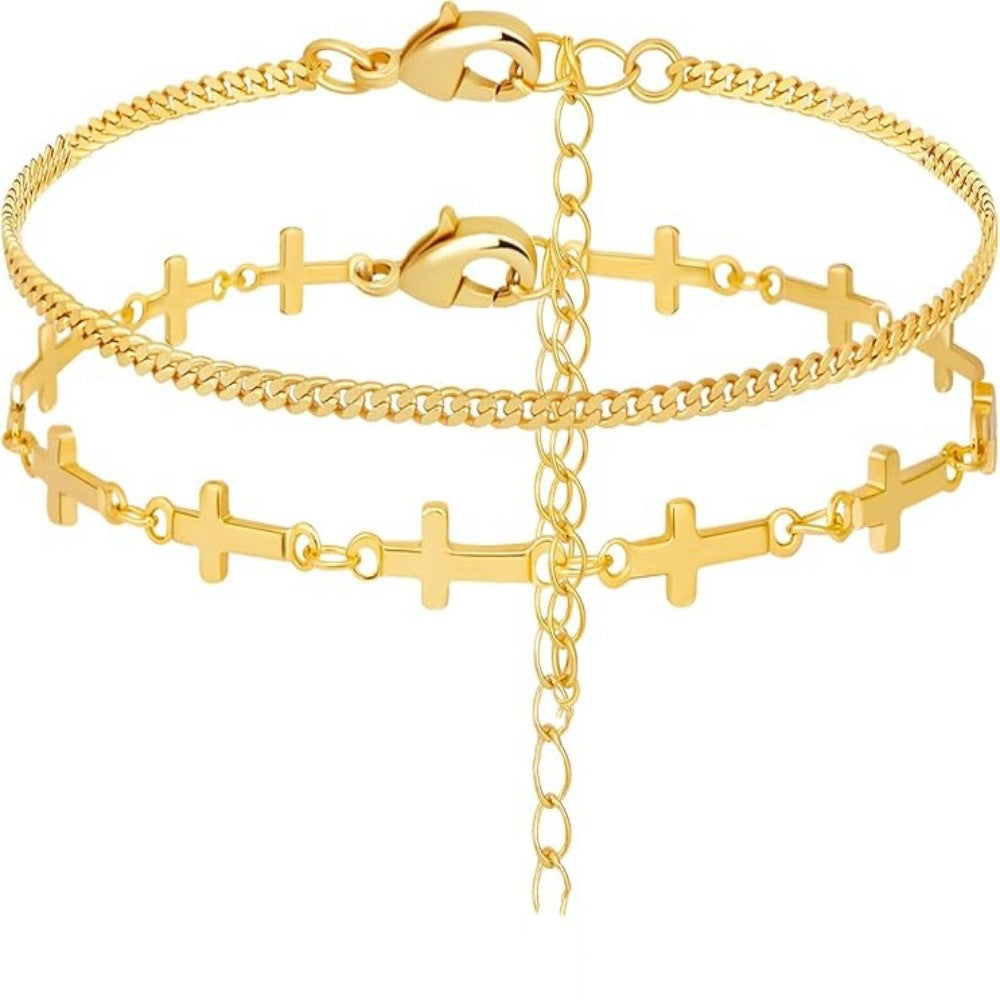 Layered Cross Charm Bracelet Kalsten