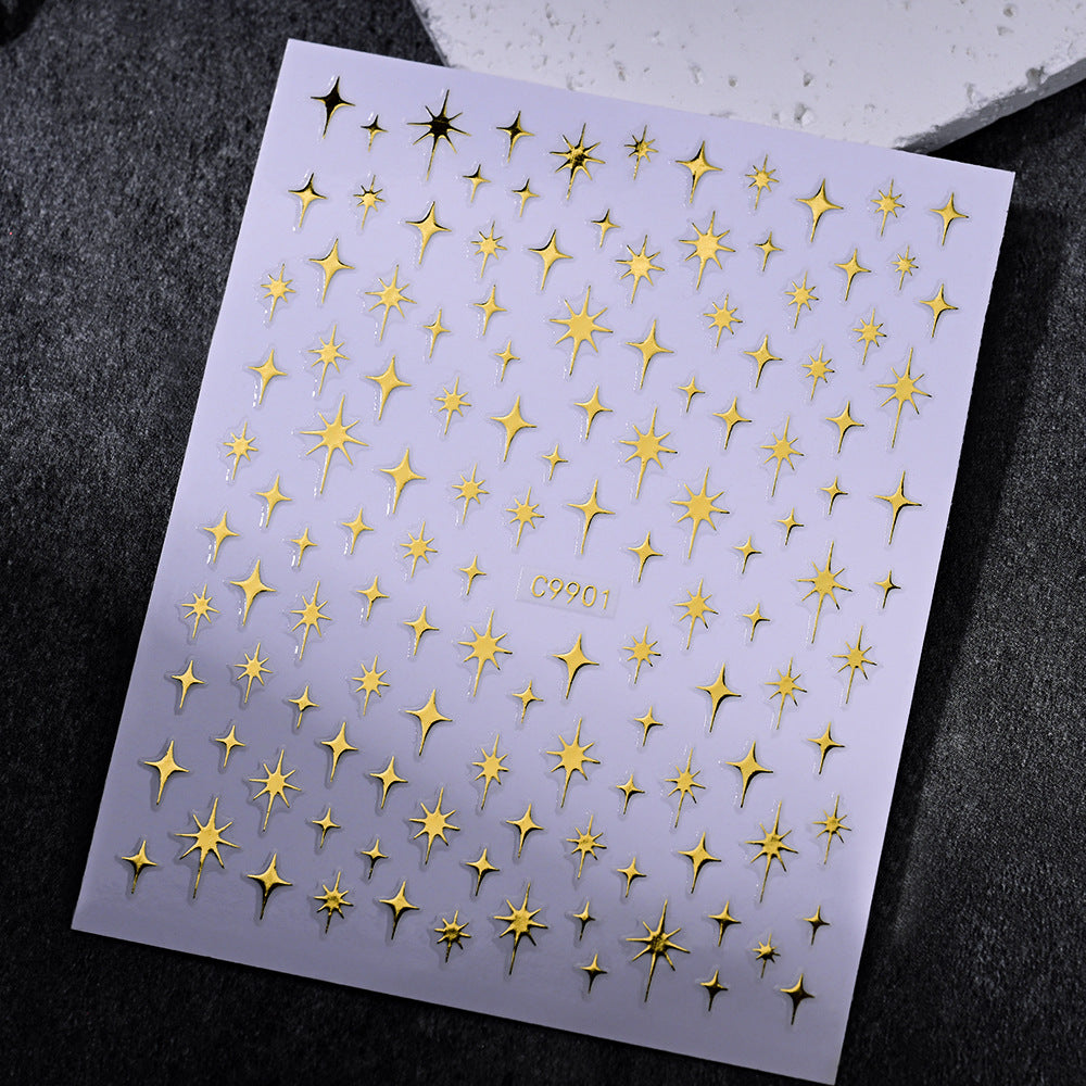 Gold Star Nail Art Decoration Stickers