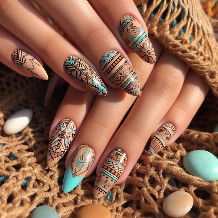 Artificial nails with exotic tribal design Kalsten