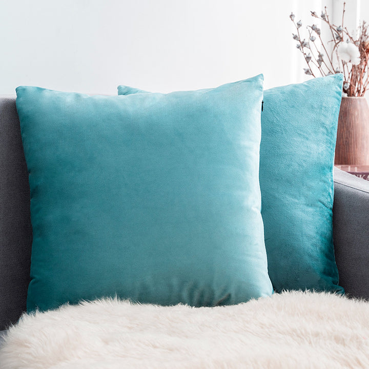 Ultra-Soft Velvet Square Decorative Pillow Cover with Minky Back and Invisible Zipper