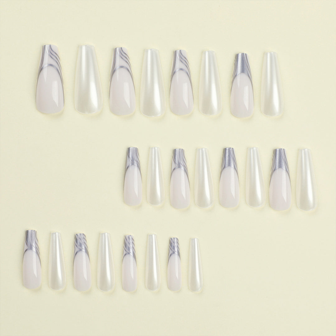Artificial nail extensions with marbled design Kalsten