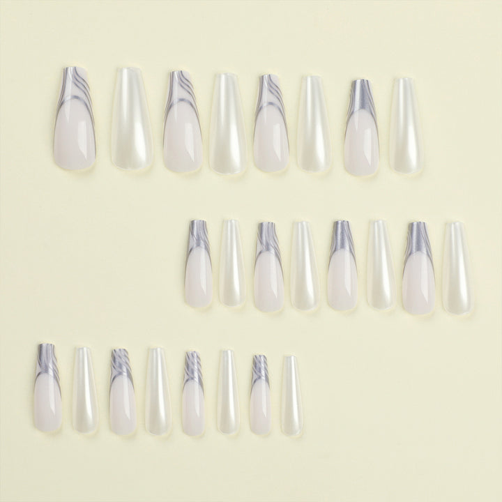 Artificial nail extensions with marbled design Kalsten