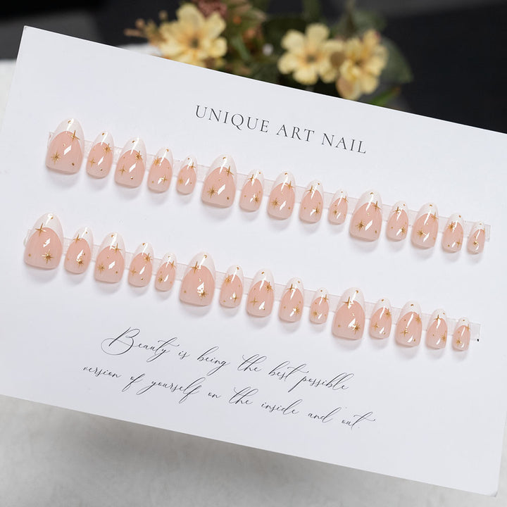 Elegant Gold-Tipped Stiletto Press-On Nails