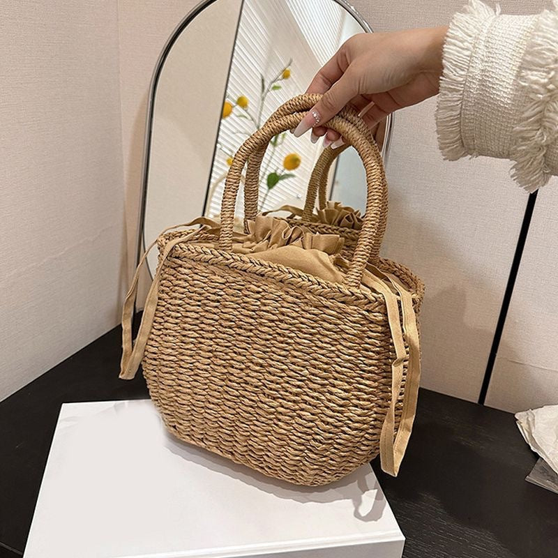 Handwoven basket bag with elegant bow Kalsten