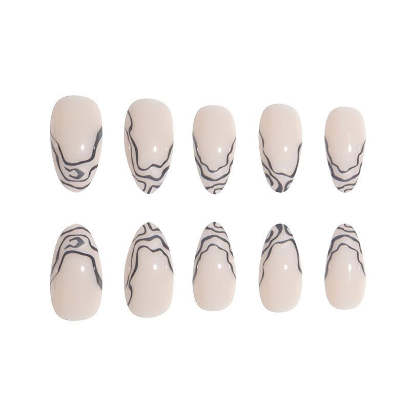 Elegant Stiletto Press-On Nail Set with Marble Detailing Kalsten
