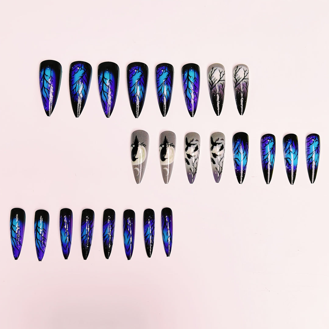 Artistic Moonlit Raven Nail Design Kalsten