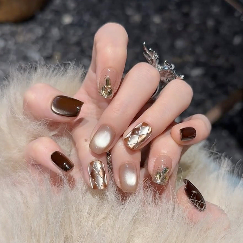 Stylish Gel Press-On Nail Set with Unique Design Accents Kalsten