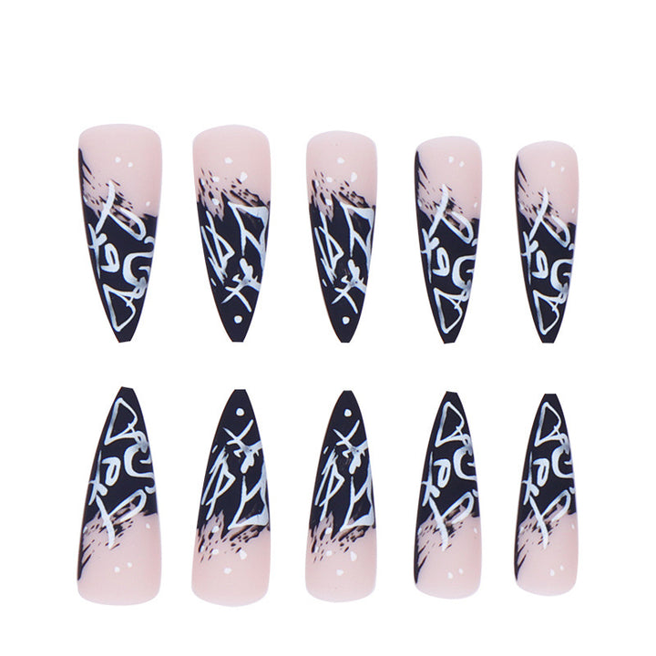 Artistic Stiletto Press-On Nails with Abstract Design Kalsten
