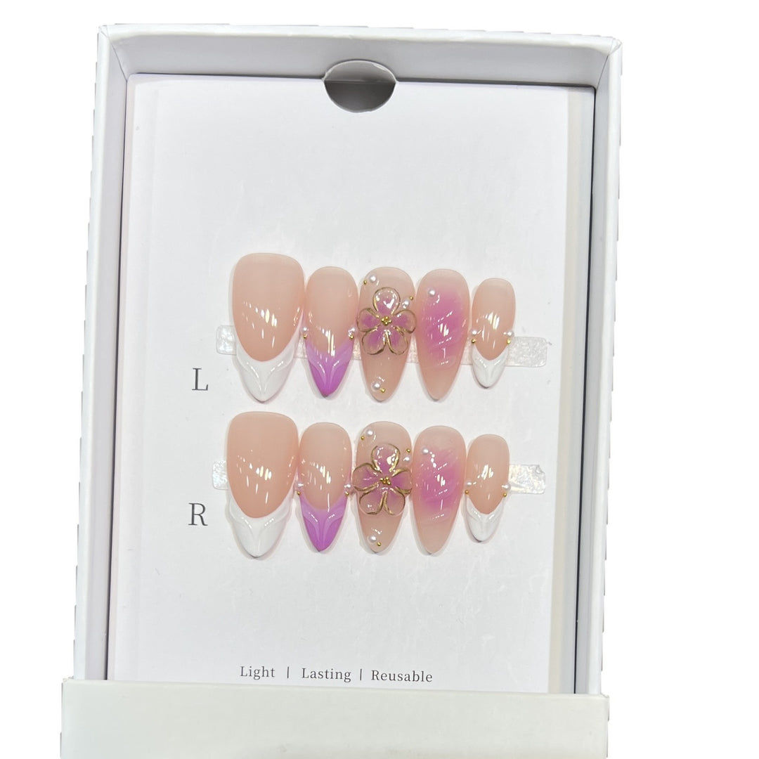 Artistic Floral Press-On Nail Set Kalsten