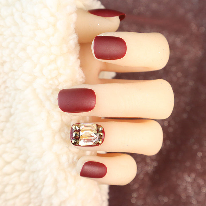 Premium Matte Press-On Nail Set with Crystal Accents Kalsten