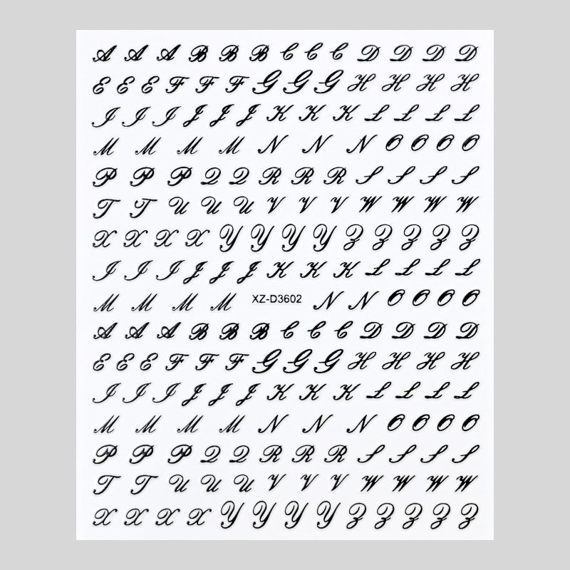 Decorative Alphabet Nail Art Stickers