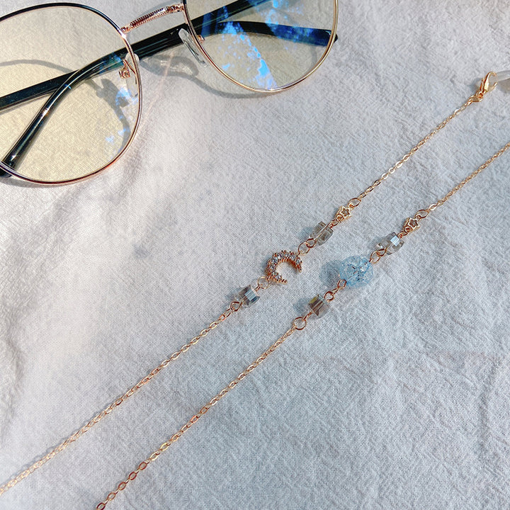 Fashionable Glasses Holder Chain Made of Sparkling Metal Kalsten