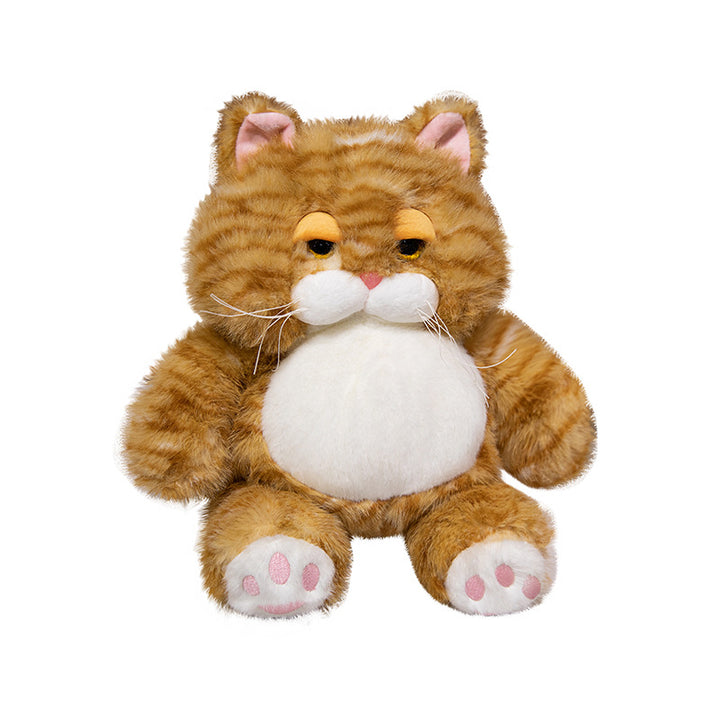 Chubby Plush Tabby Cat Sitting Cuddler with Embroidered Face, Whiskers & Bean-Fill Base Kalsten