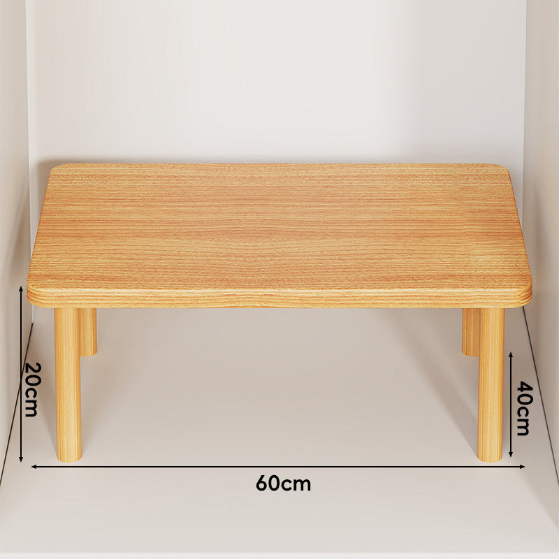 Height-Adjustable Rectangular Wooden Riser Table with Detachable Round Legs