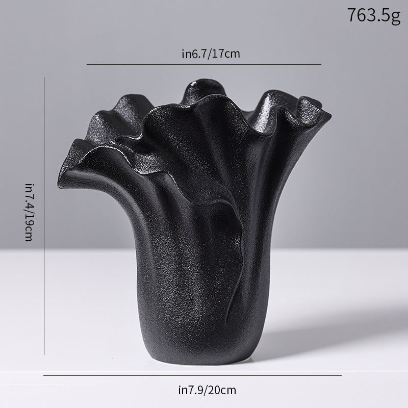 Decorative Sculptural Black Ceramic Vase Kalsten