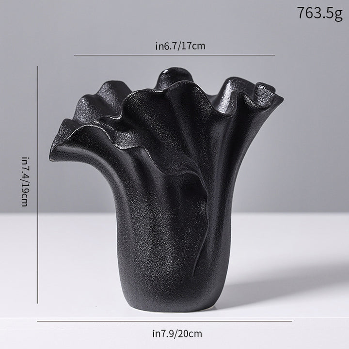 Decorative Sculptural Black Ceramic Vase Kalsten