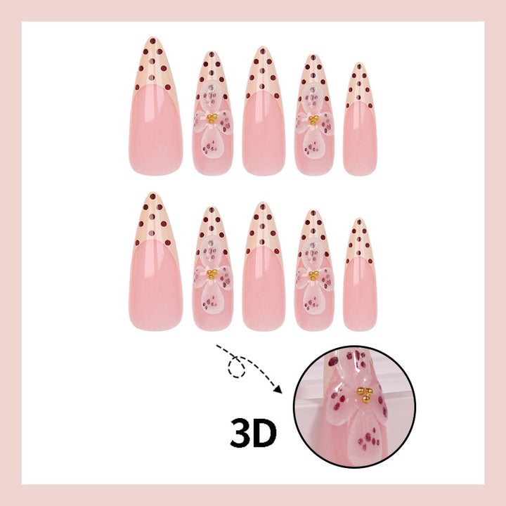 Art nail set with elegant flower and dot designs Kalsten