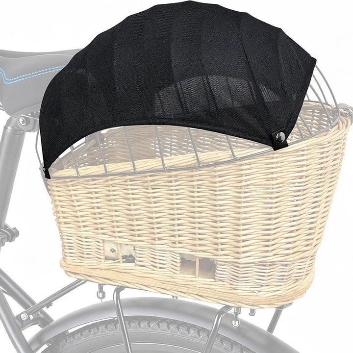 detachable breathable mesh canopy for front bicycle wicker basket with snap fasteners Kalsten
