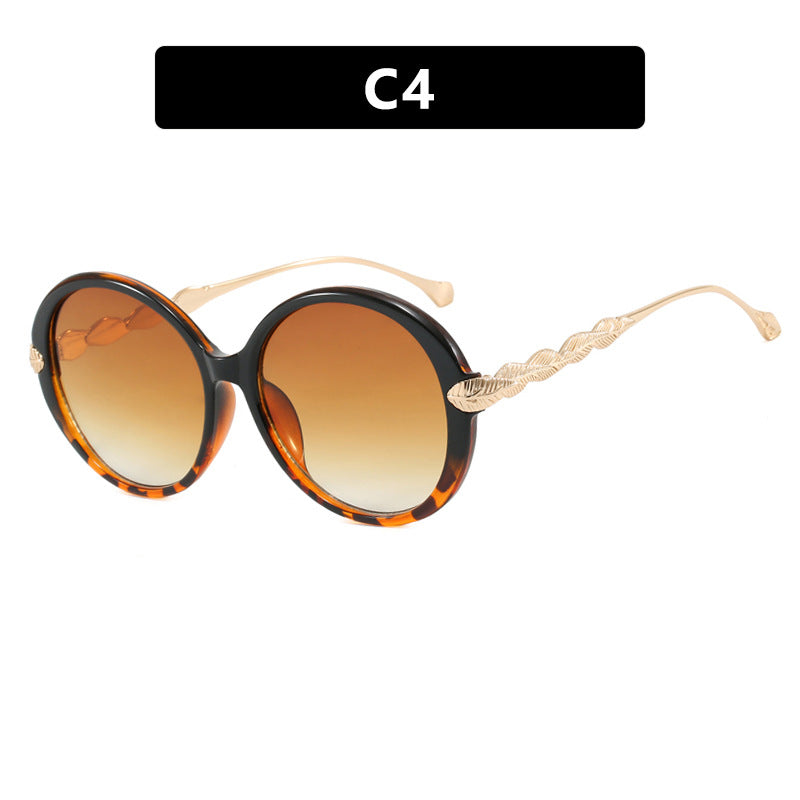 Ladies large round sunglasses with decorative metal accents Kalsten