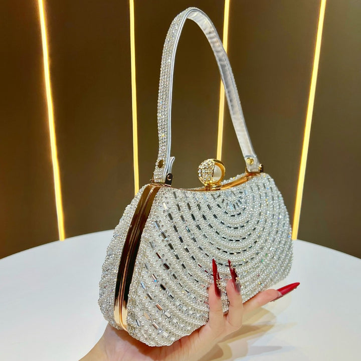 Decorative Crystal-Studded Evening Handbag