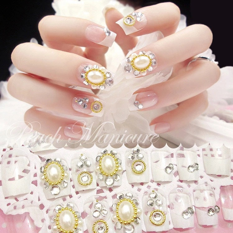 Decorative Gemstone and Bow Press-On Nail Set