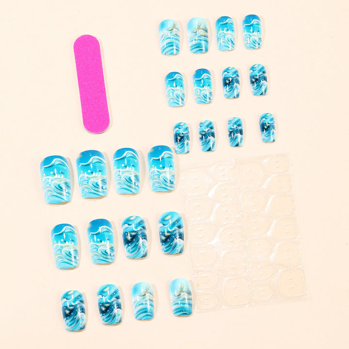 Elegant Ocean Wave Nail Art Extensions Kalsten