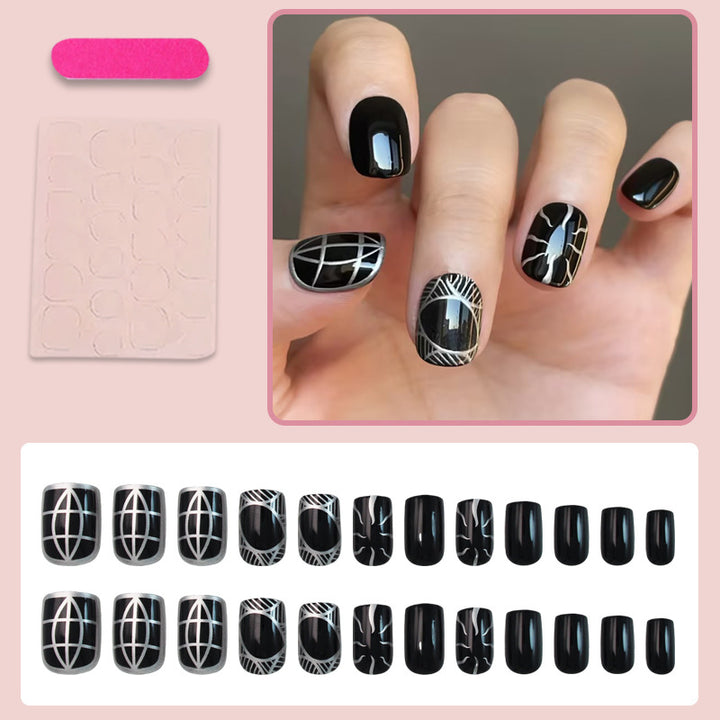 Artificial nail set with geometric design Kalsten