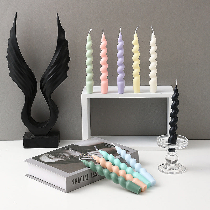 Hand-Poured Sculptural Spiral Taper Candle
