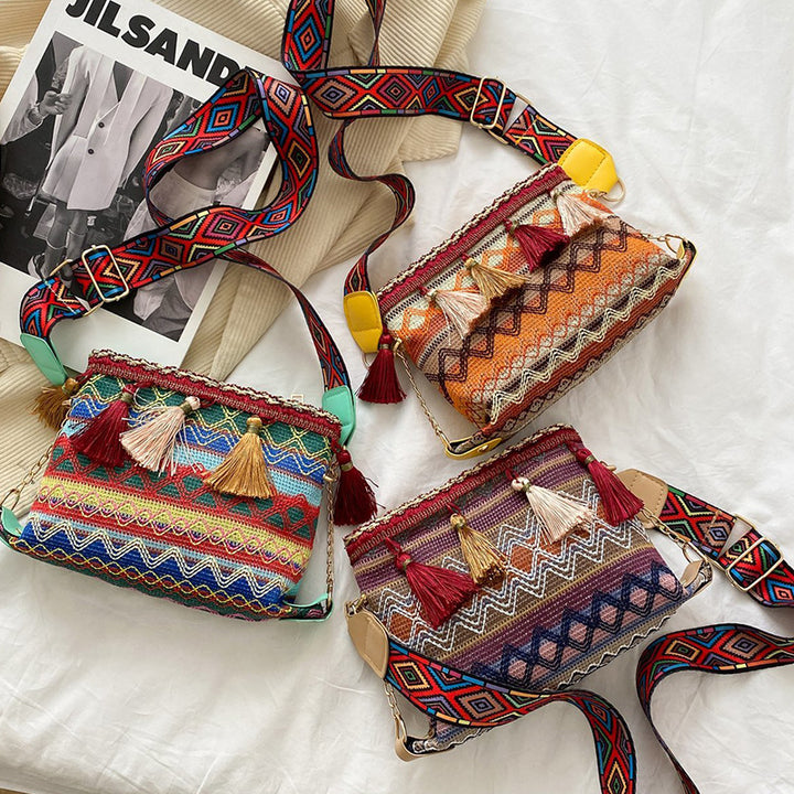 Ethnic Patterned Mini Crossbody Bag