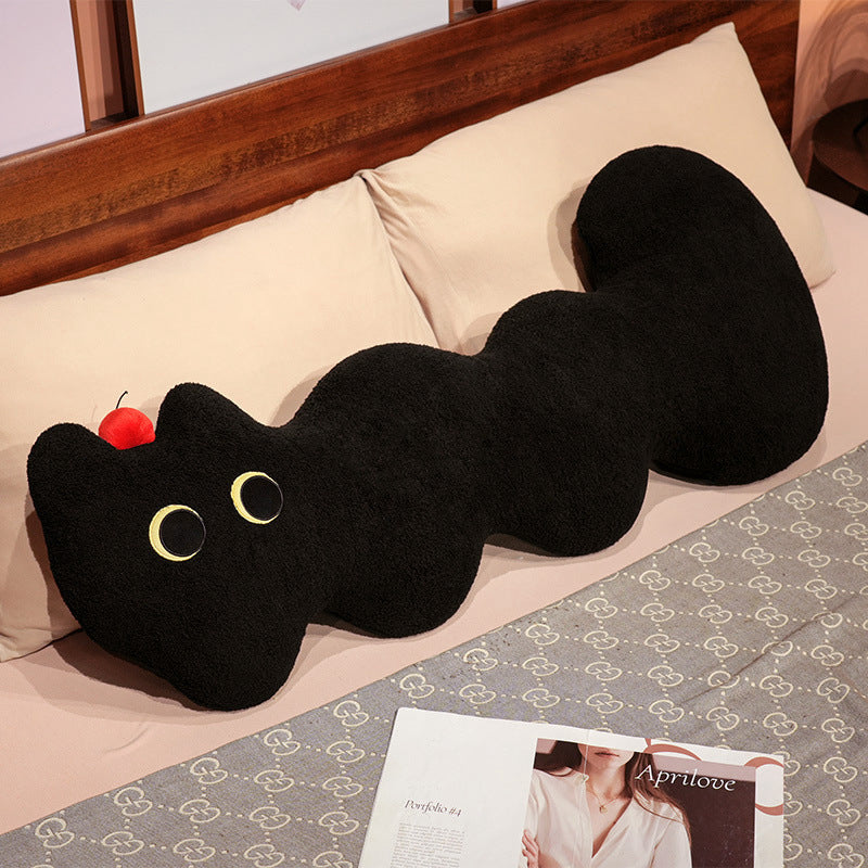 Extra-long plush neck support pillow in wavy cat shape
