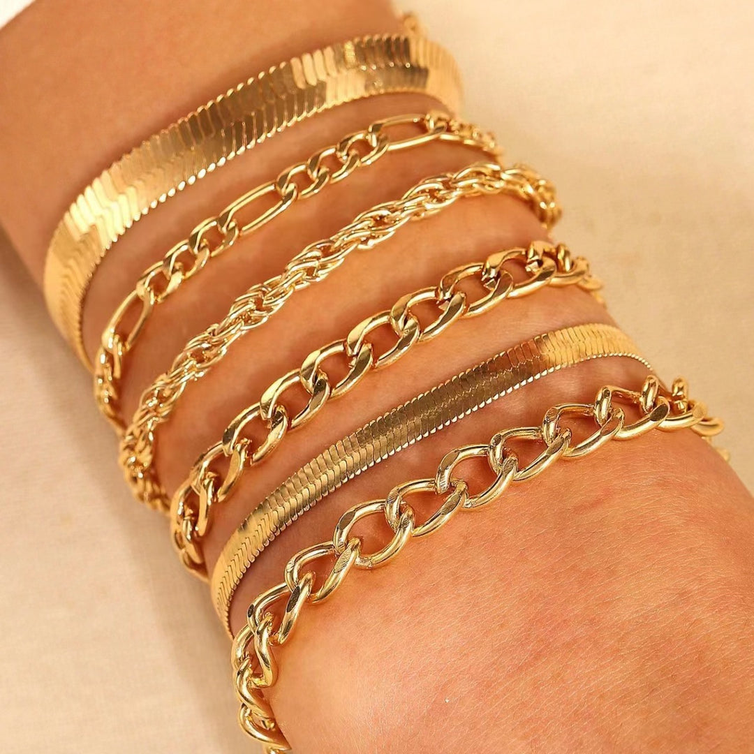 Multi-Style Gold Chain Bracelet Set Kalsten
