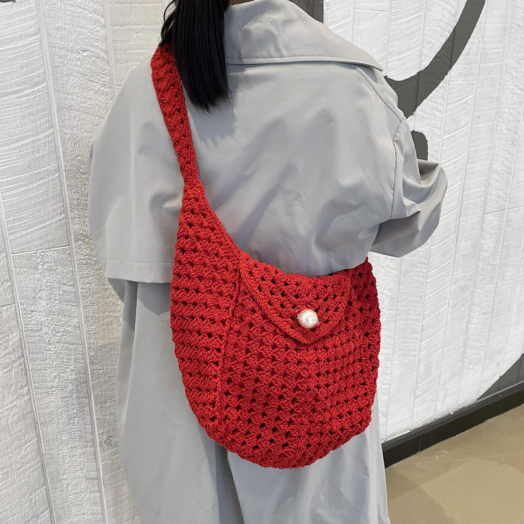 Handmade shoulder bag with bead closure Kalsten