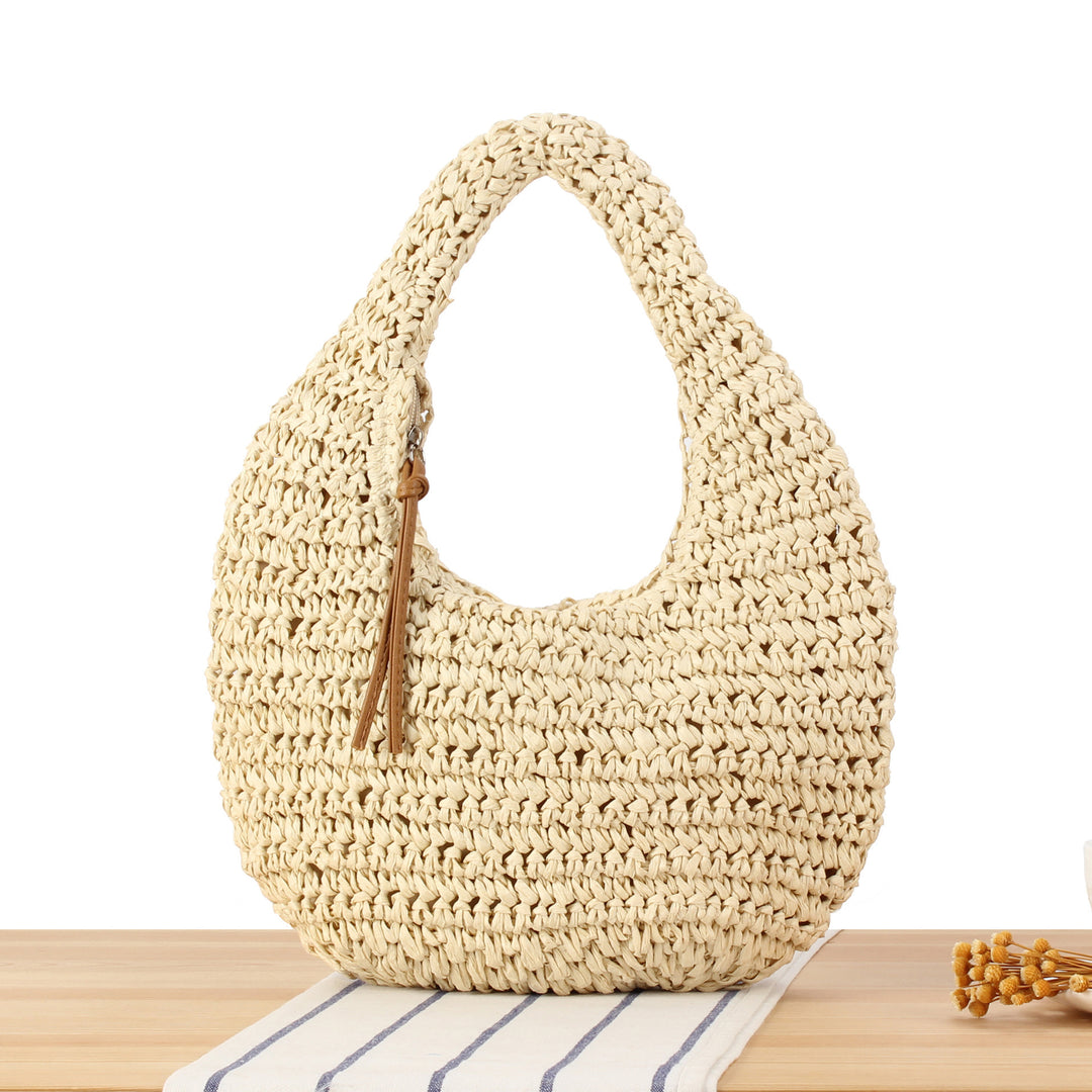Hand-knotted shoulder bag made of natural material Kalsten