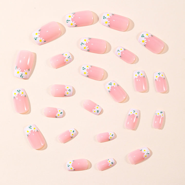 Floral French Tip Nail Art Set Kalsten