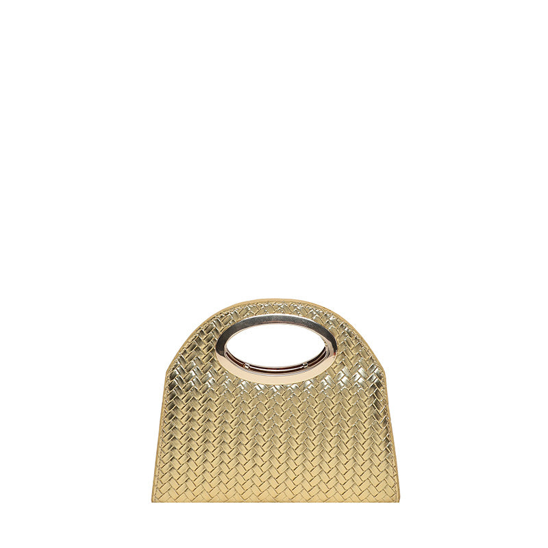 Woven Handheld Tote Bag with Gold Accent