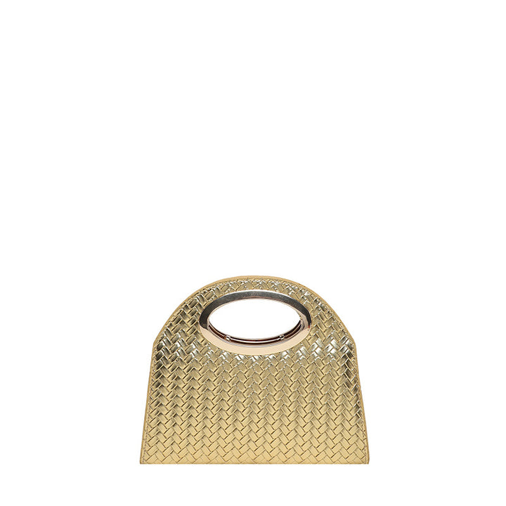 Woven Handheld Tote Bag with Gold Accent