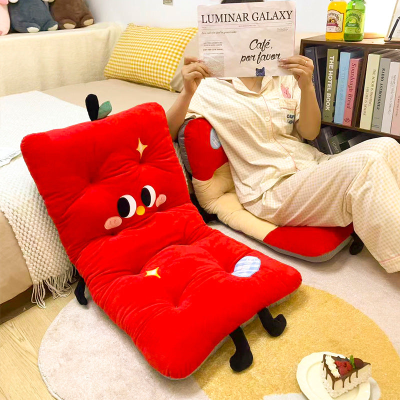 Padded plush seat cushion with high backrest and cute character