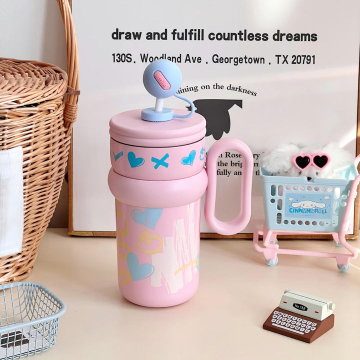 Women’s children’s drinking cup with integrated straw and playful design Kalsten